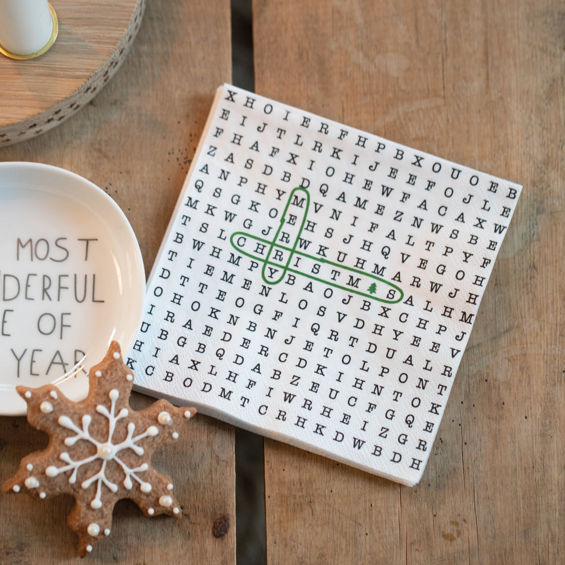 Paper Cocktail Napkin - Merry Christmas Word Search