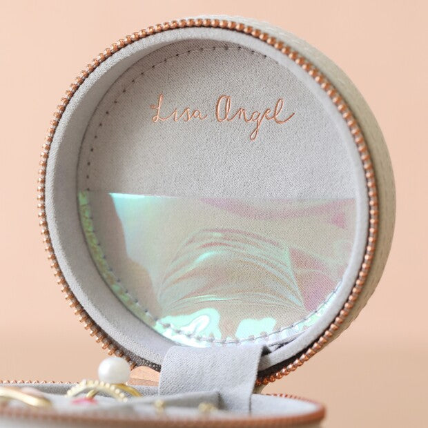 Round Jewellery Case - Grey