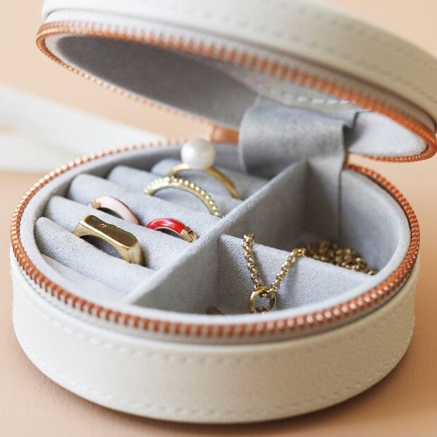 Round Jewellery Case - Grey