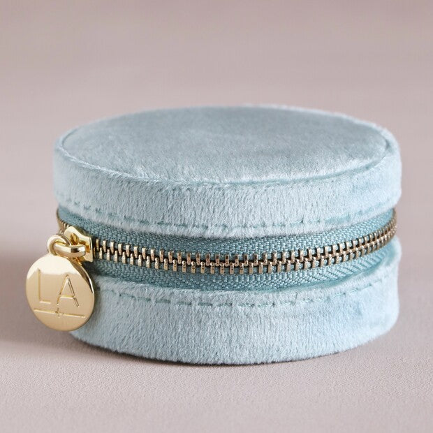 Velvet Round Jewellery Box - Mint Green