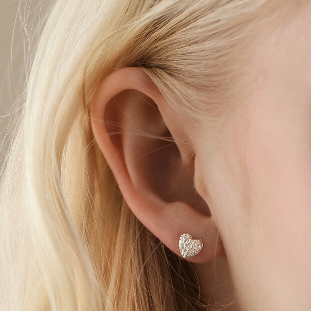 Molten Heart Stud Earrings