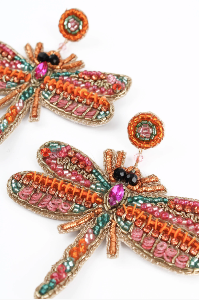 Pink Dragonfly Earrings