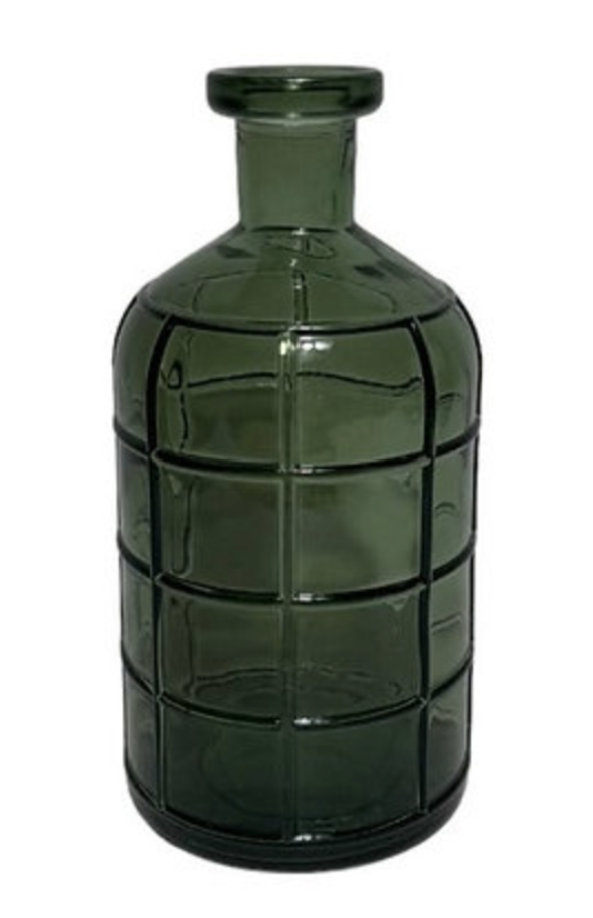 Graphic Bottle Vase 28 - Moss Green