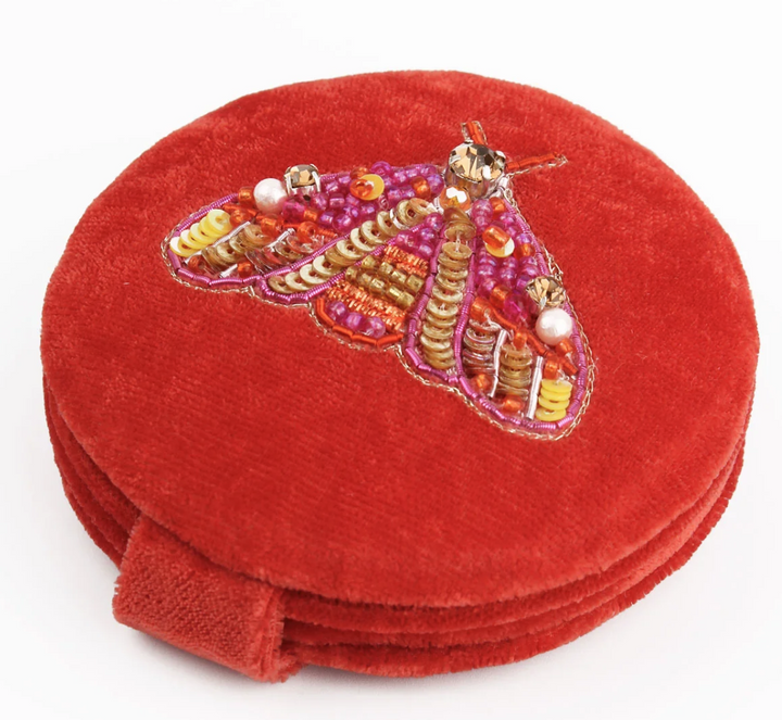 Moth Beaded Compact Mirror