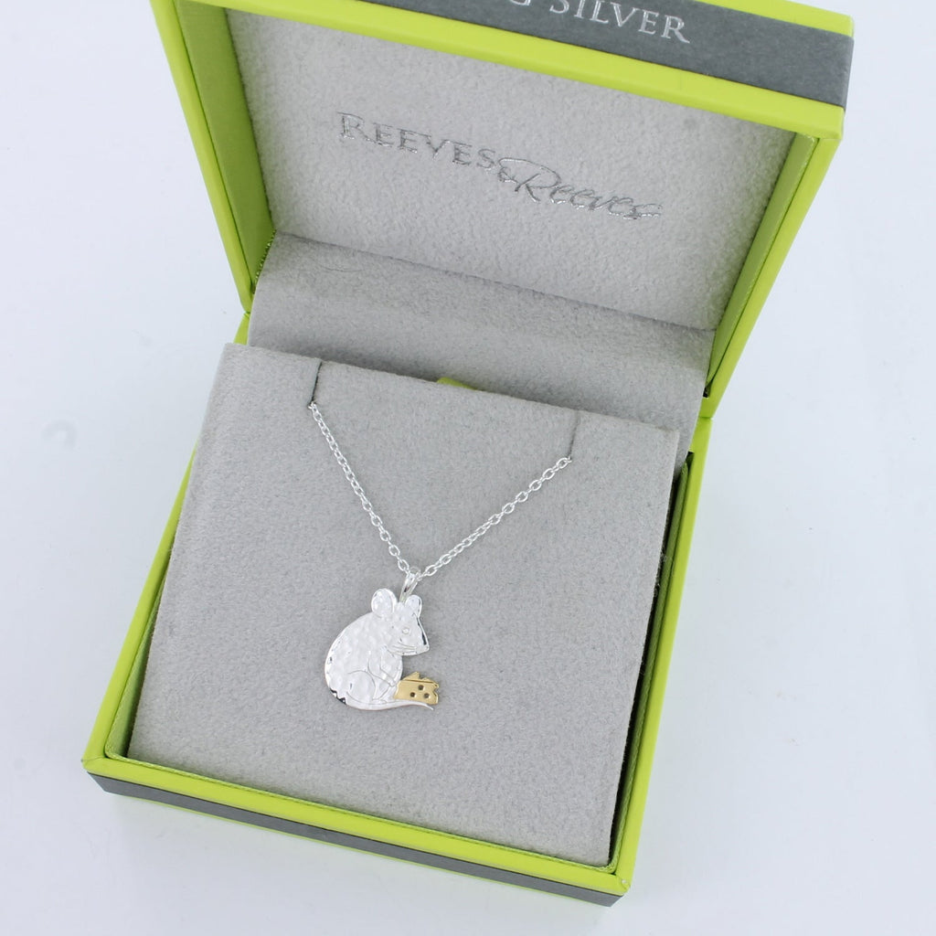 Mouse And Cheese Sterling Silver Necklace