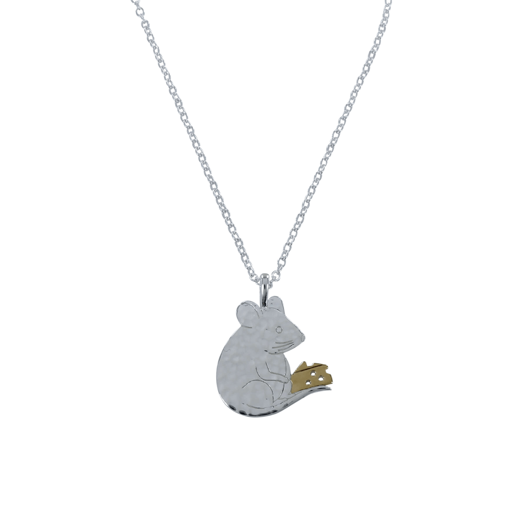 Mouse And Cheese Sterling Silver Necklace