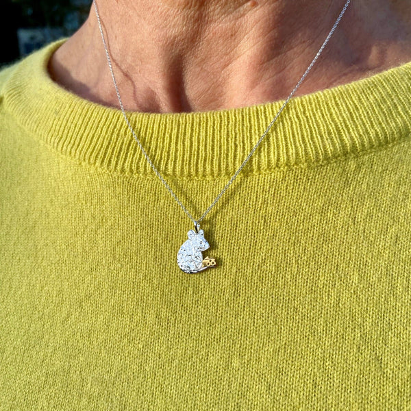 Mouse And Cheese Sterling Silver Necklace