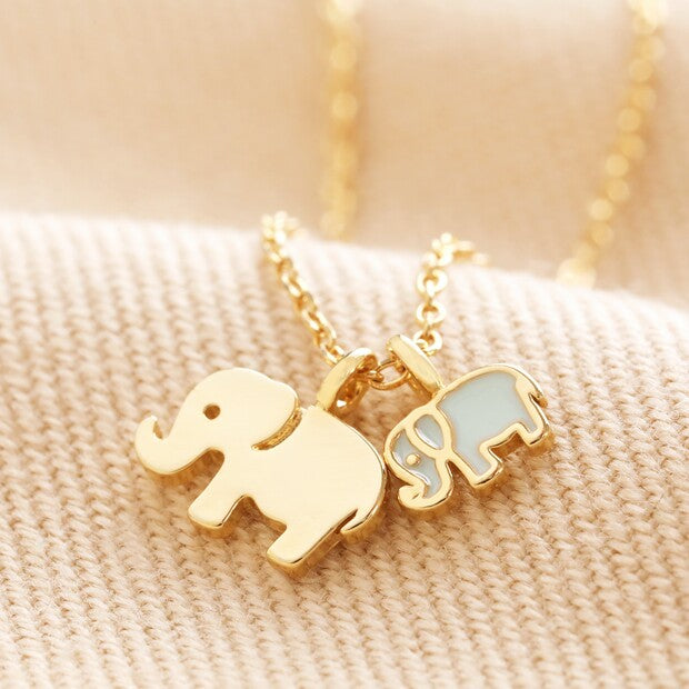 Mum & Baby Elephant Charm Necklace