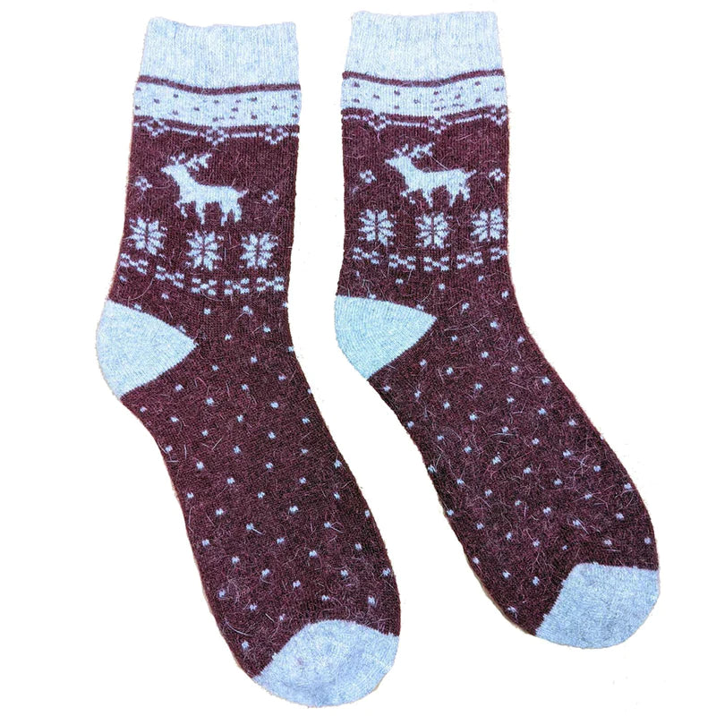 Thick Wool Blend Socks - Reindeer