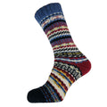 Men's Blue and burgundy Nordic patterned wool blend socks