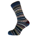 Men's Light blue, black and burgundy Nordic patterned wool blend socks