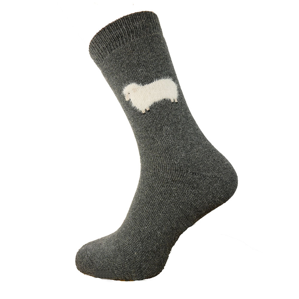 Men's Grey Wool Blend Socks -  Sheep