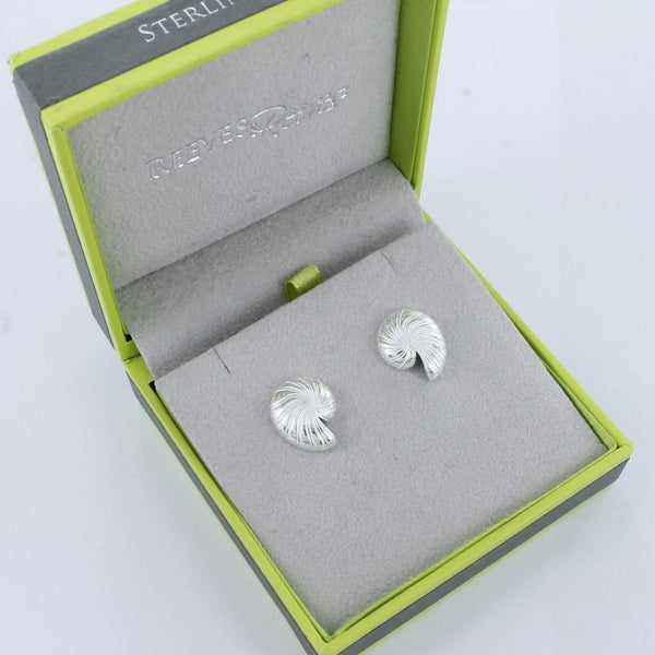 Nautilus Shell Sterling Silver Stud Earrings