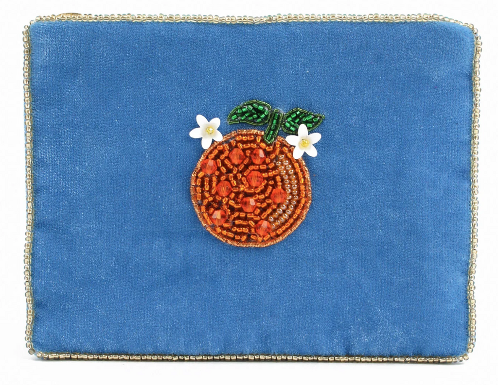 Orange Motif Beaded Coin Purse