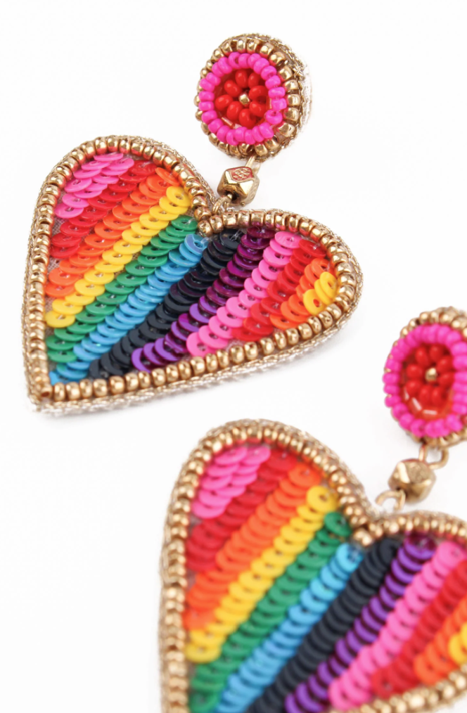 Rainbow Stripe Beaded Earrings