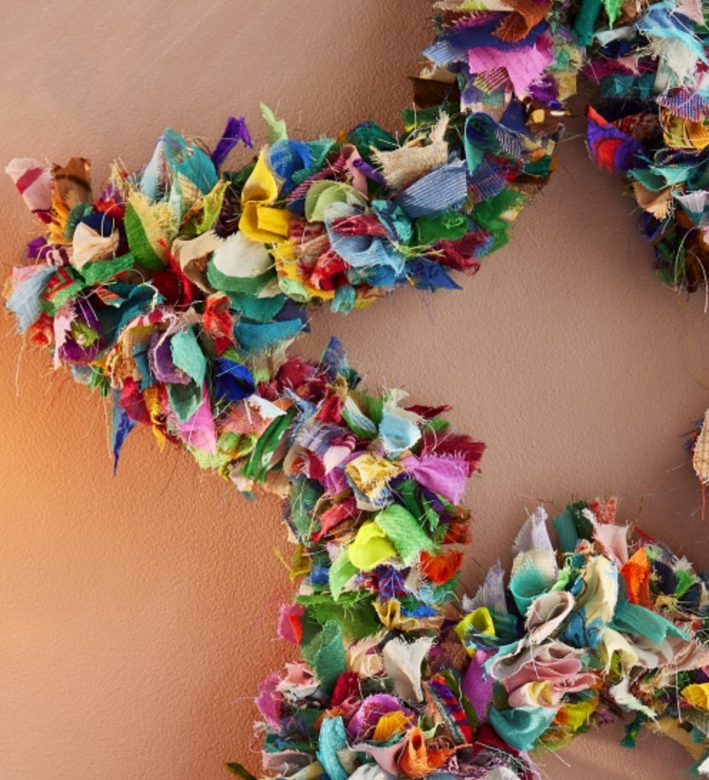 Recycled Sari Fabric Wreath - Multicolour Star