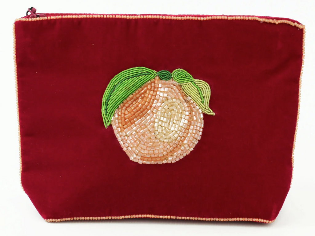 Peach Beaded Motif Purse - Medium
