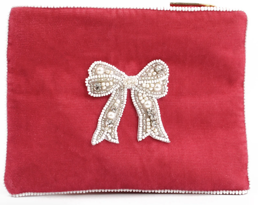 Pink Bow Beaded Purse