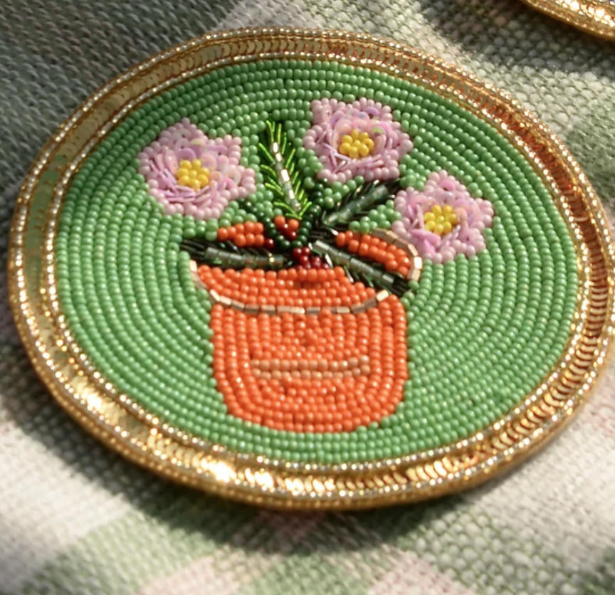 Gardening Motif Beaded Coaster