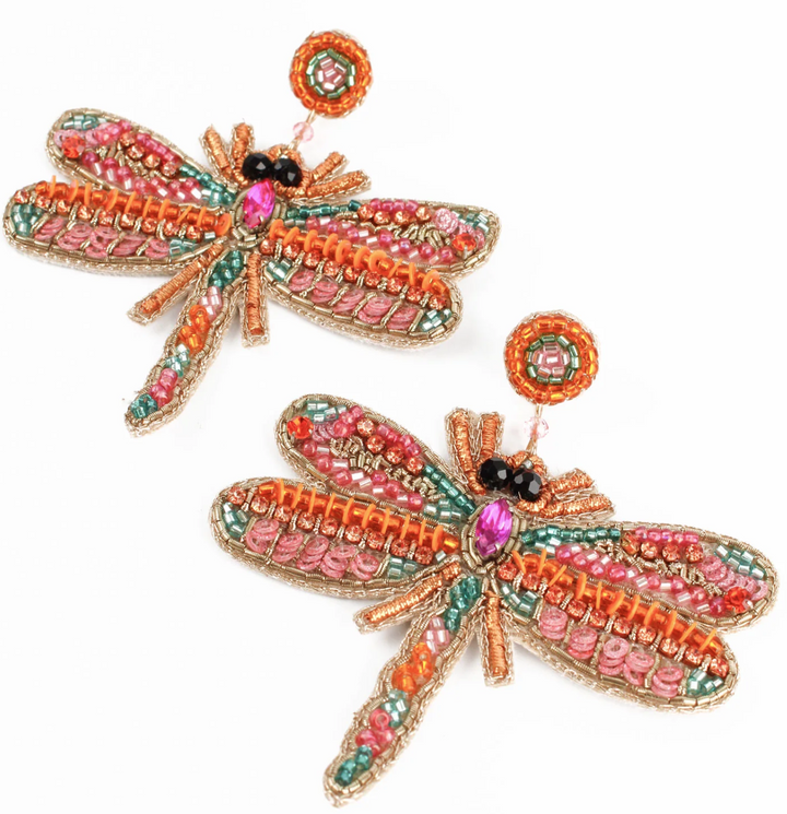 Pink Dragonfly Earrings