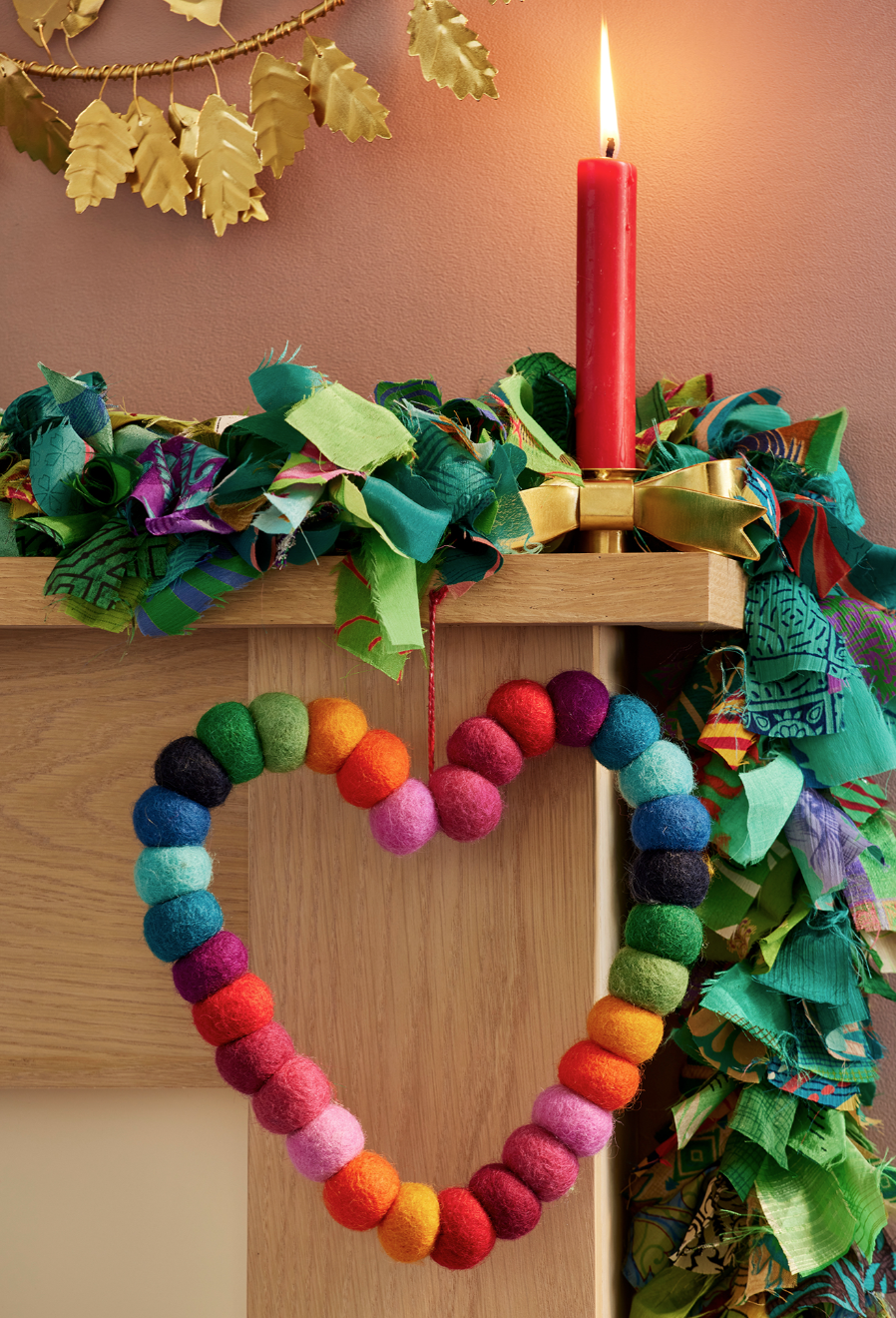 Chunky Rainbow Heart Wreath