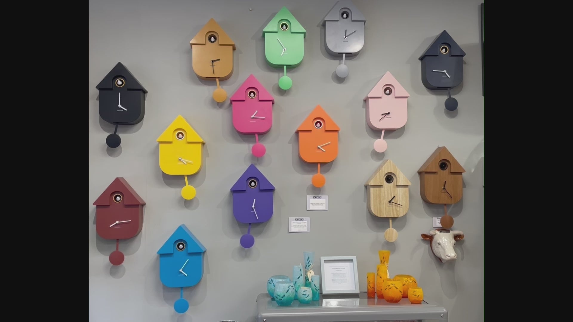 Load video: Modern Cuckoo Wall Clock - Dark Blue