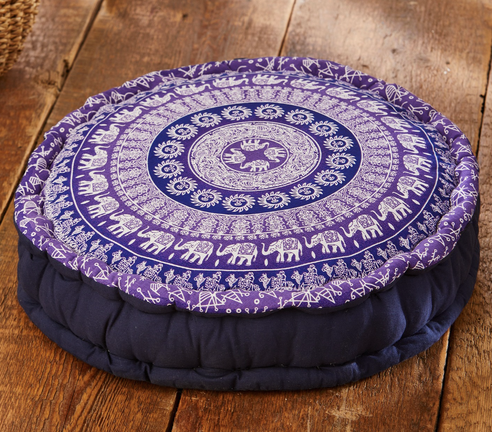 Filled Pouffe/Yoga Cushion Elephant Print