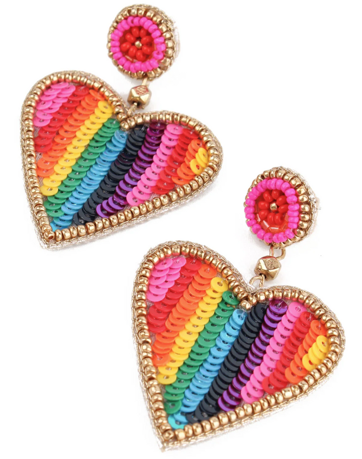 Rainbow Stripe Beaded Earrings