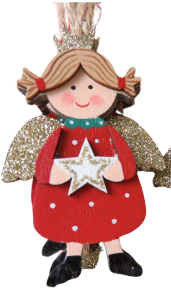 Wooden Angel Tree decoration