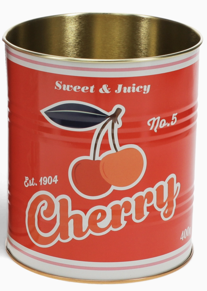 Large Storage Tin - Red Cherry 17x20cm