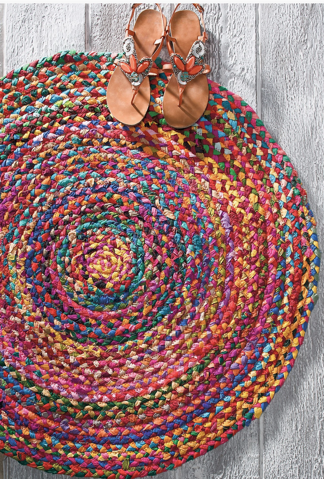 Recycled Cotton Braided Round Rug