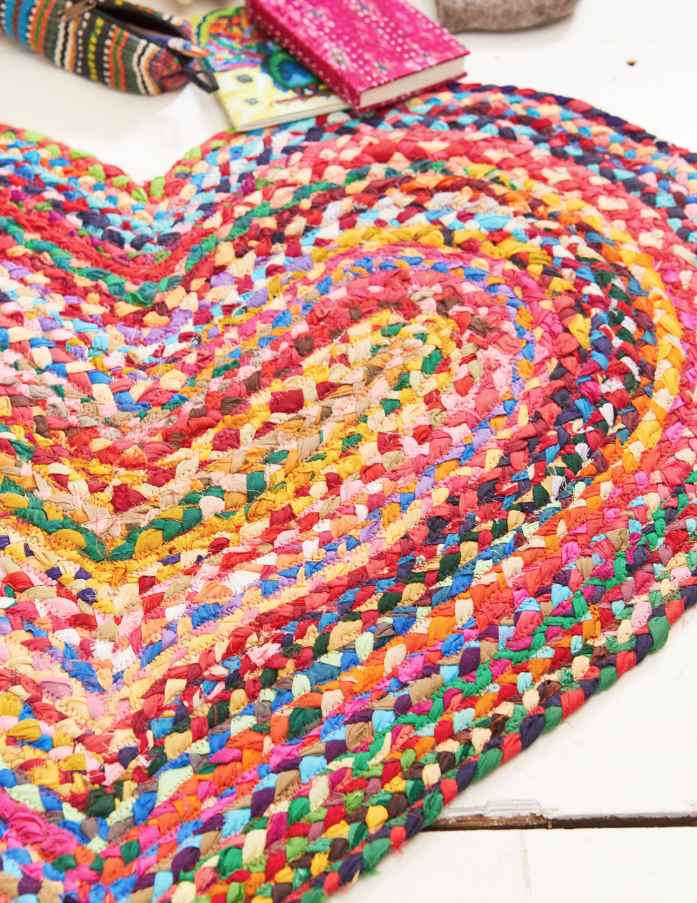 Recycled Cotton Braided Heart Shaped Rug