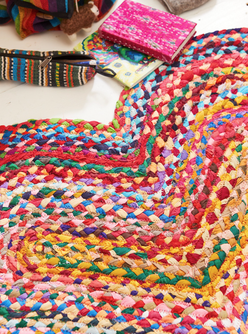 Recycled Cotton Braided Heart Shaped Rug