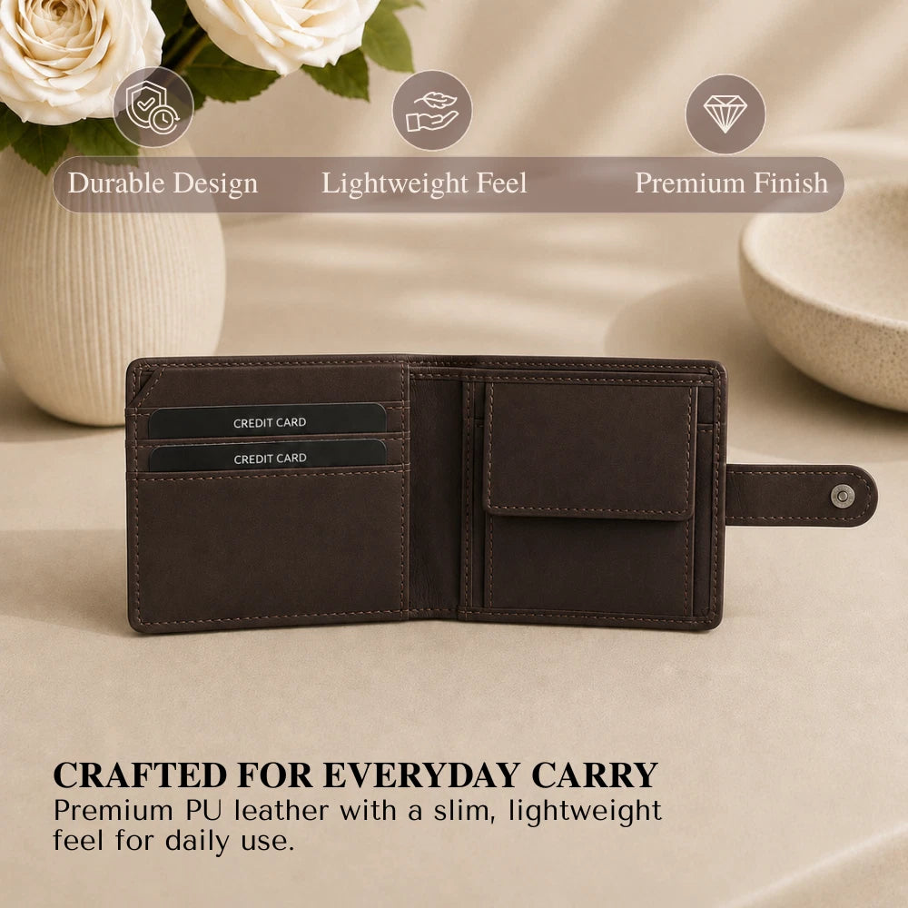 Genuine Leather Trifold Wallet RFID Blocking Coin Pocket ID Holder