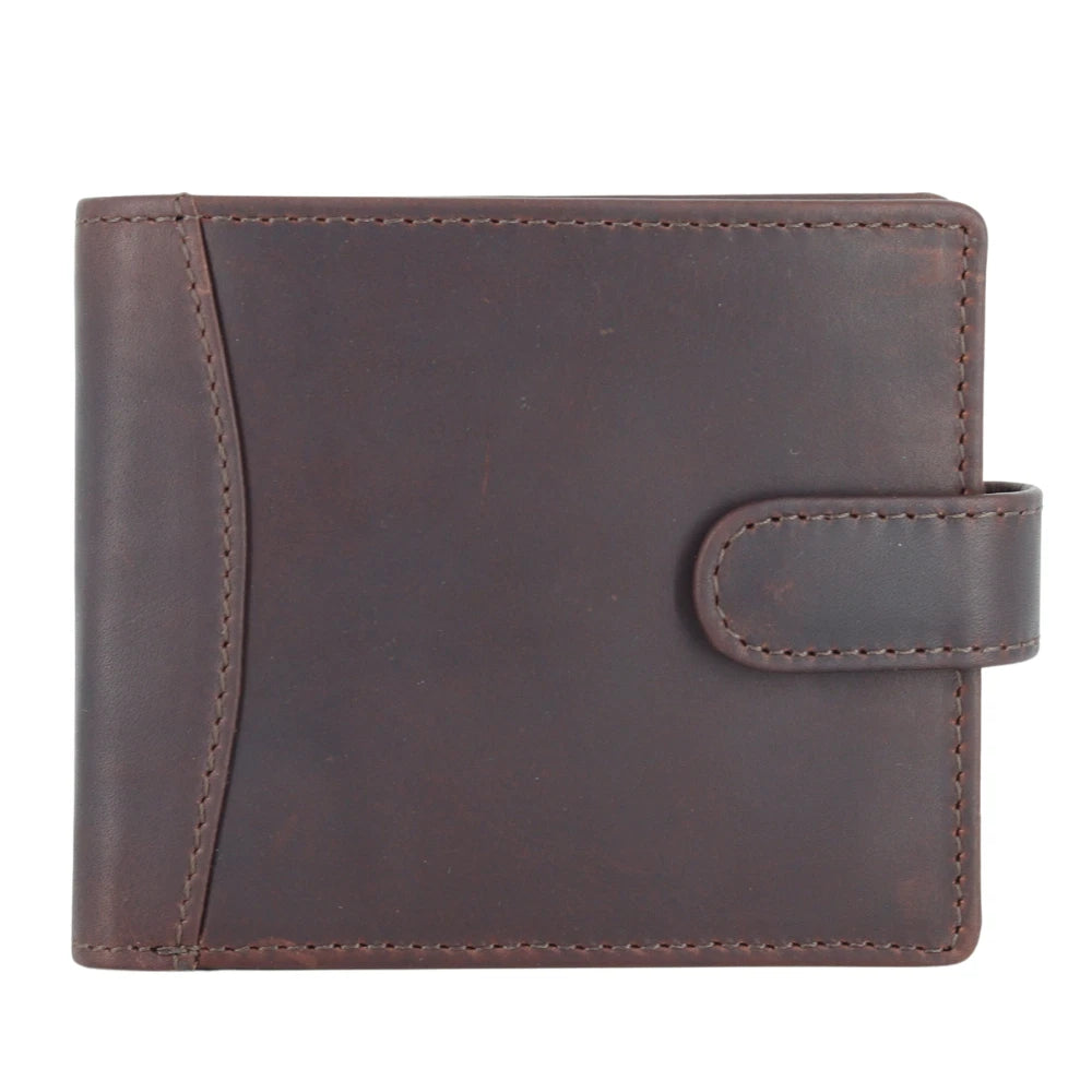 Genuine Leather Trifold Wallet RFID Blocking Coin Pocket ID Holder