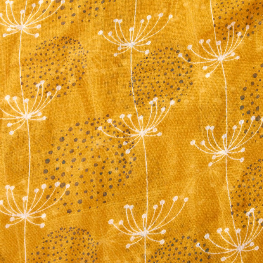 Light weight Scarf With A Retro Dandelions Design - Mustard
