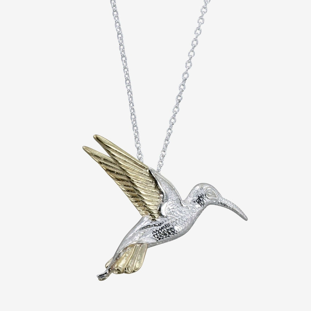 Silver And Golden Hummingbird Necklace