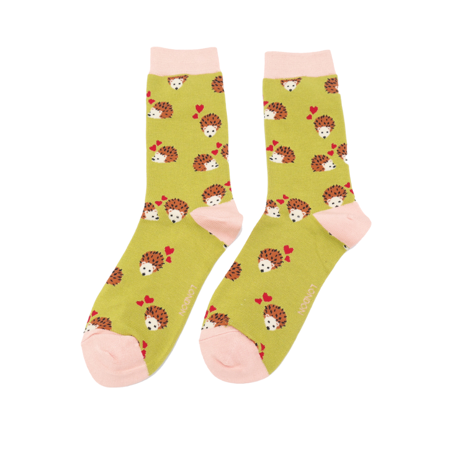 Ladies Bamboo Socks - Hearts & Hedgehogs