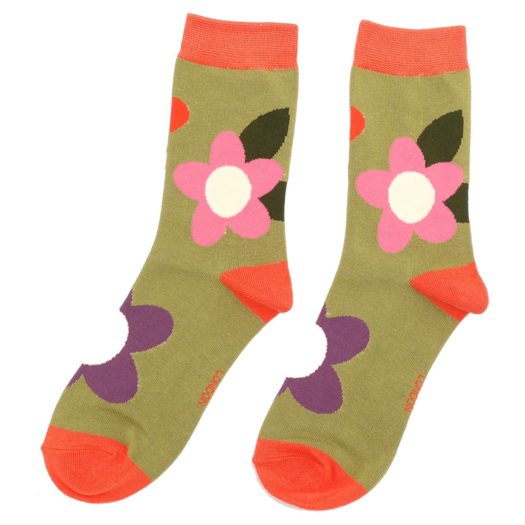Ladies Bamboo Socks - Large Flowers