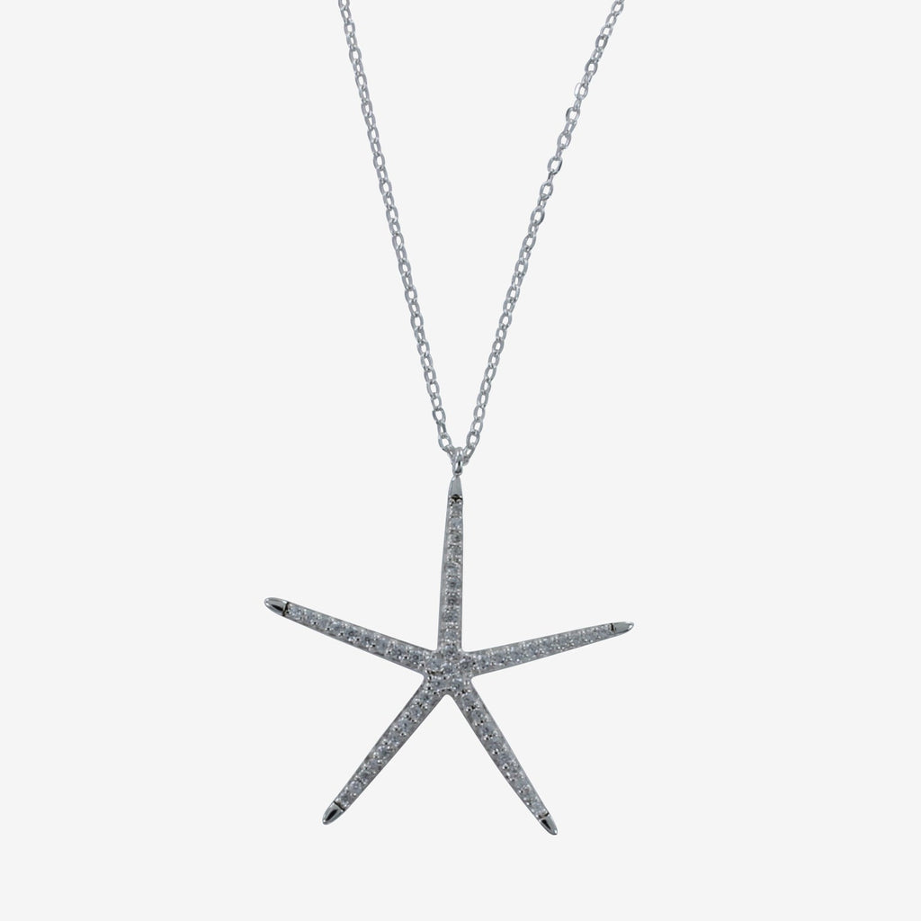 Sparkling Starfish Sterling Silver Necklace