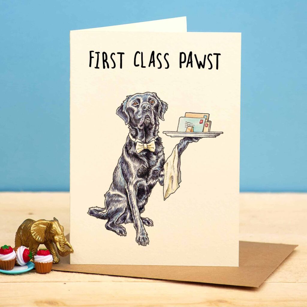 First Class Pawst Punny Greetings Card