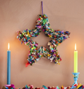 Recycled Sari Fabric Wreath - Multicolour Star