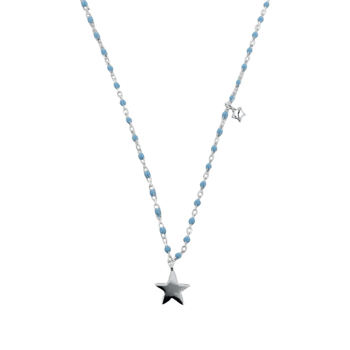 Blue Enamel And Silver Starry Necklace