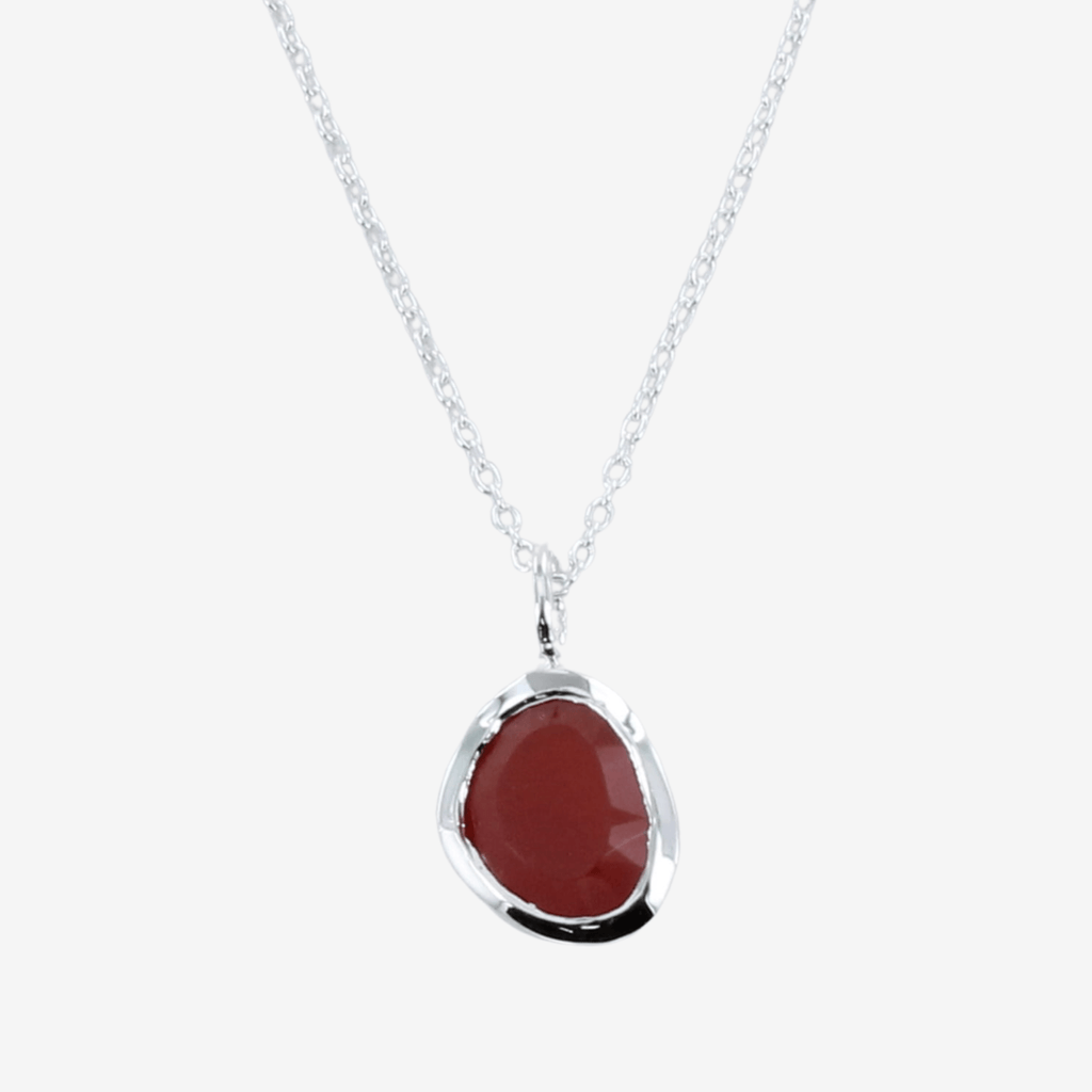 Red Onyx Stone Sterling Silver Pendant Necklace