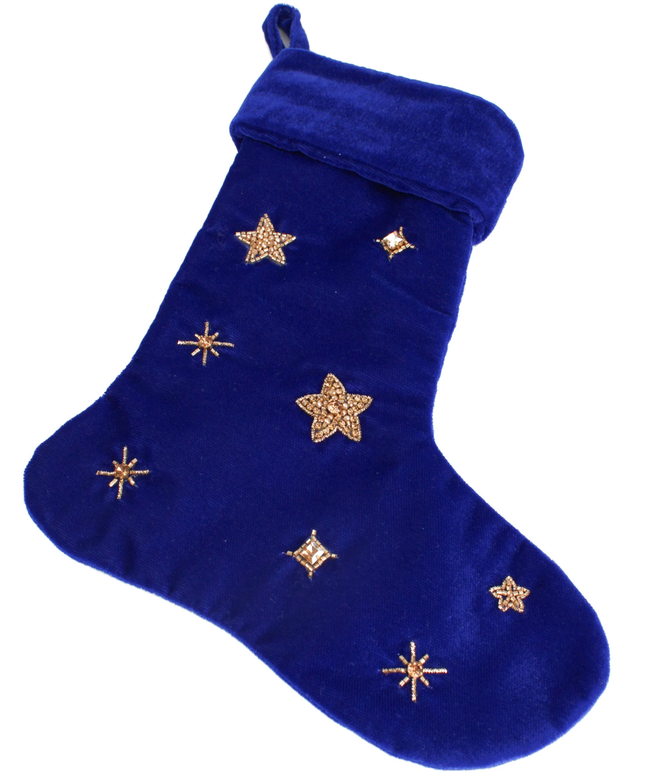 Blue Velvet Gold Star Stocking