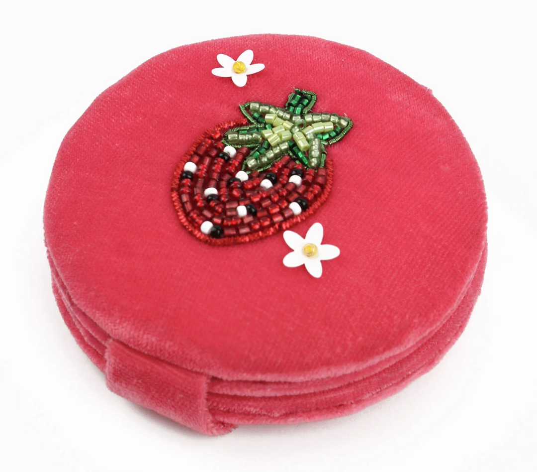 Pink Strawberry Compact Mirror
