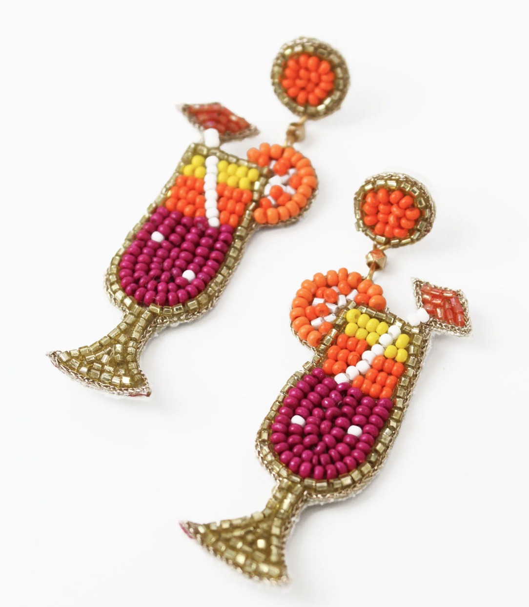 Tequila Sunrise Beaded  Drop Earrings