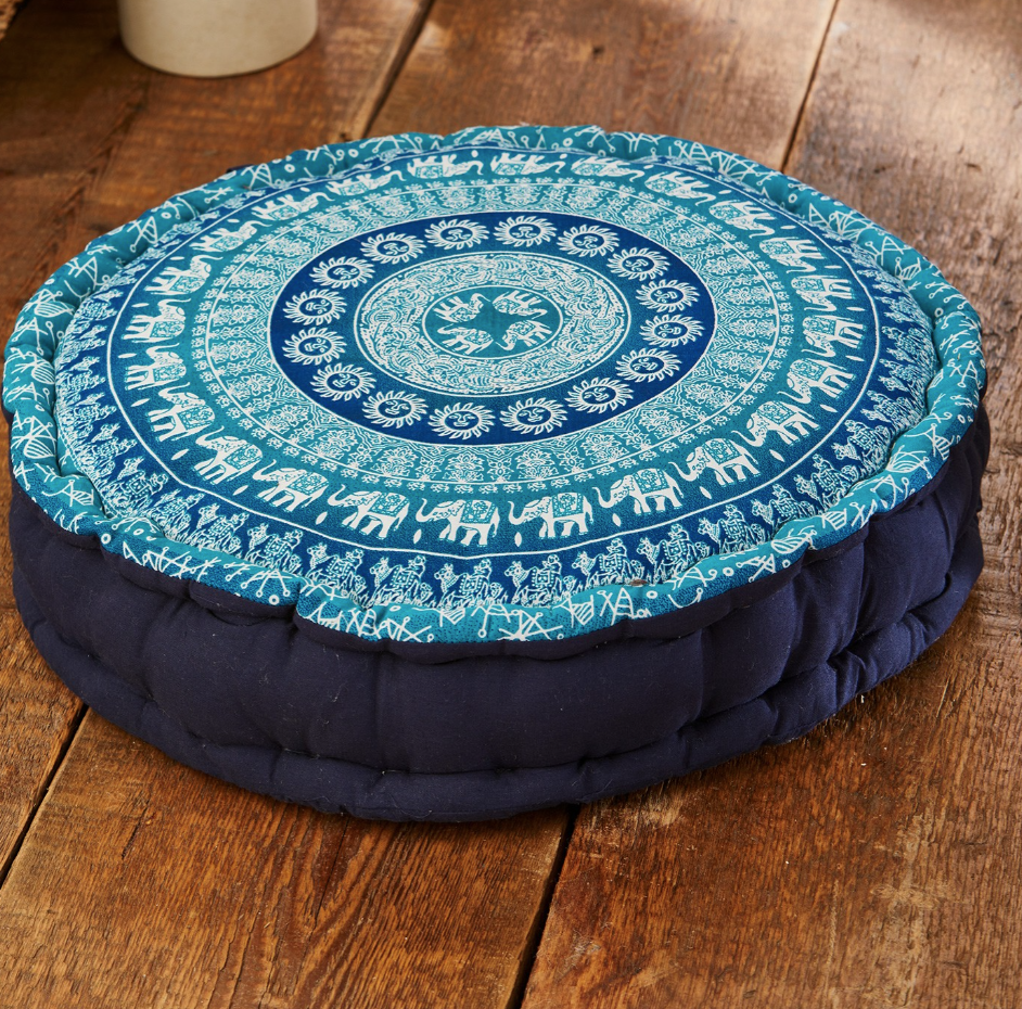 Filled Pouffe/Yoga Cushion Elephant Print