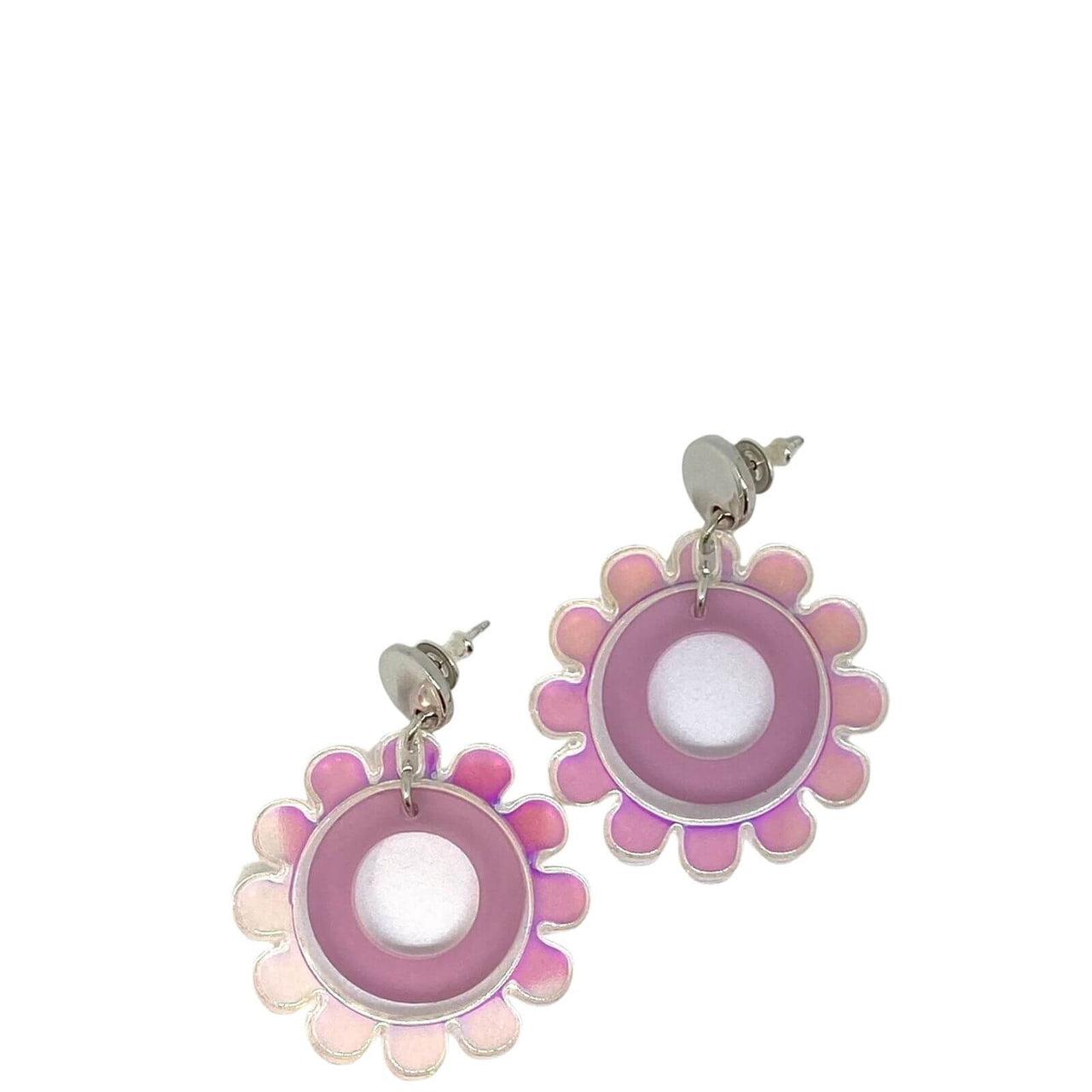 Pink Funky Flowers Earring