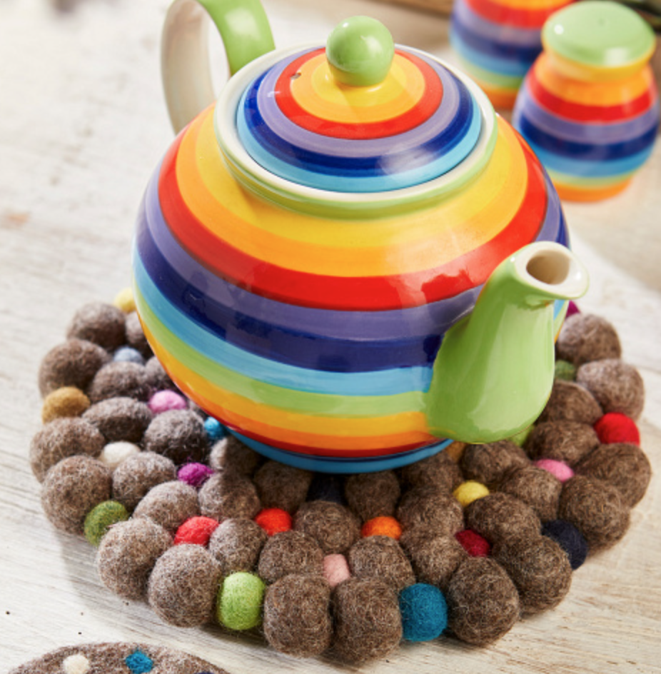 Felted Wool Trivet - Rainbow